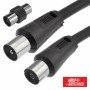 Cabo Coaxial Macho/Fêmea + Adaptador Preto 2M