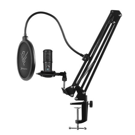 Kit microfone phoenix streamcast prou usb gaming profissional