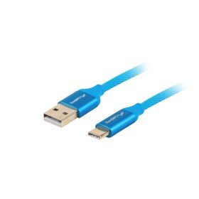 Lanberg usb 2.0 macho cabo - usb tipo c macho carga rápida 3.0 1m azul