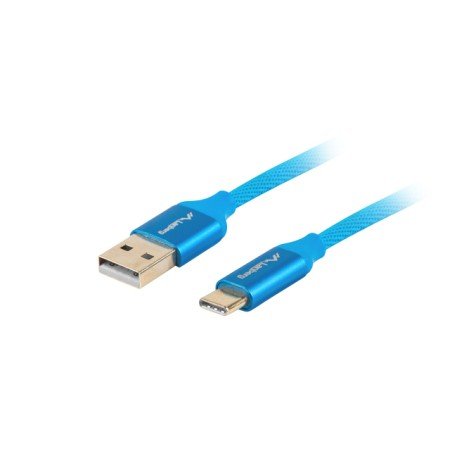 Lanberg usb 2.0 macho cabo - usb tipo c macho carga rápida 3.0 1m azul