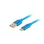 Lanberg usb 2.0 macho cabo - usb tipo c macho carga rápida 3.0 1m azul