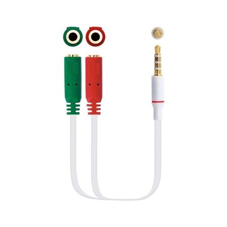 Cabo de áudio 1 conector de nanocabo de 3,5 mm a 2 de 3,5 mm - macho - fêmea - 20 cm