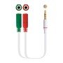Cabo de áudio 1 conector de nanocabo de 3,5 mm a 2 de 3,5 mm - macho - fêmea - 20 cm