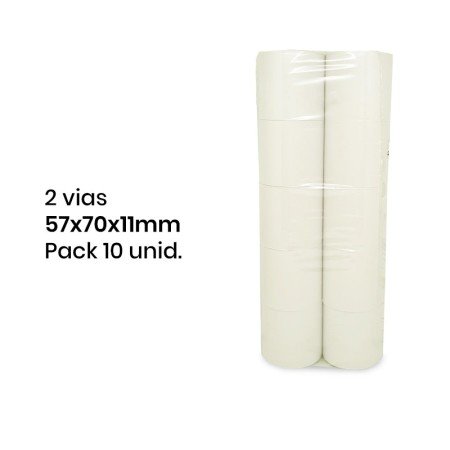Rolos de papel Duplos Autocopiativos 57x70x11 / 2vias (Branco/Amarelo)
