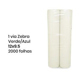 Papel de Computador 12x9.5 - 1 via Zebra Verde/Azul - 2000 Folhas
