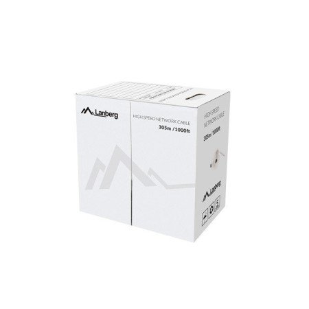 Bobina cat.6 lanberg utp 305m rj45 calha de cobre sólida testada awg24 cinza
