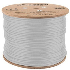 Bobina cat.6a lanberg ftp 305m rj45 cobre sólido lszh cpr fluke teste awg24 cinza