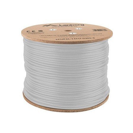 Bobina cat.6a lanberg ftp 305m rj45 cobre sólido lszh cpr fluke teste awg24 cinza