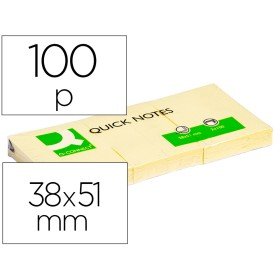 Bloco de Notas Adesivas Q-Connect Amarelo 38 x 51 Mm com 100 Folhas Pack de 3 Blocos