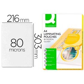 Bolsa de Plastificar Q-Connect 303 x 216 Mm 80 Microns Din A4 Caixa de 100 Unidades