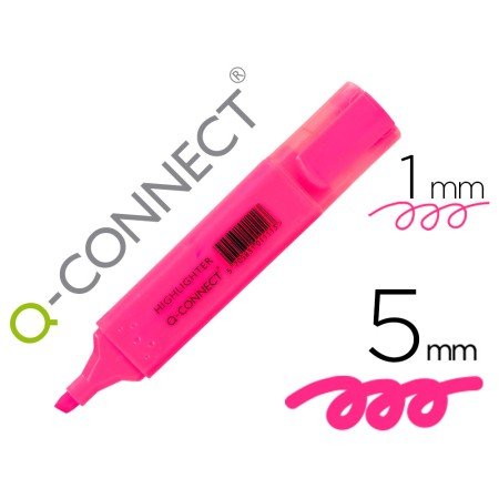 Marcador Fluorescente Q-Connect de Ponta Biselada Rosa