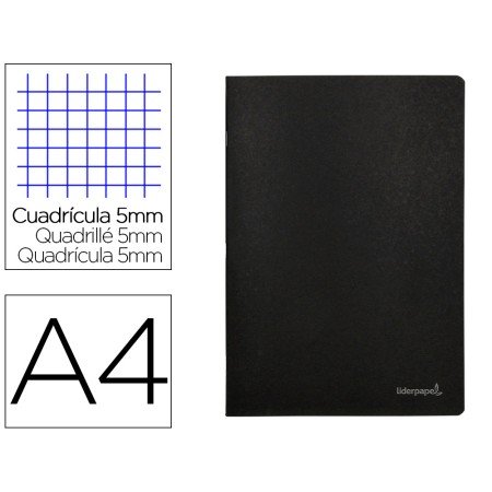 Caderno Agrafado Capa Preta Din A4 80 F Quadricula 5Mm 60Gr