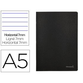 Caderno Agrafado Capa Preta Din A5 80 F Pautado 60Gr