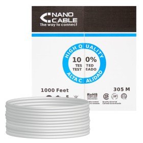 Bobina de cabo de rede utp cat5e rj45 nanocabo 305m rígido - awg24 - cinza