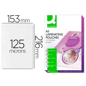 Bolsa de Plastificar Q-Connect 153 x 216 Mm 125 Microns Din A5 Caixa de 100 Unidades