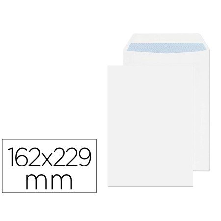 Envelope Bolsa C5 Branco 162X229 Mm Tira de Silicone Pack de 250 Unidades