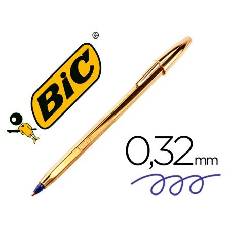 Esferografica Bic Cristal Celebration Ouro Tinta Azul Unidade