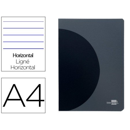 Caderno Agrafado 360 Capa de Plastico Din A4 48 F 90 Gr Pautado com Dupla Margem Capa Preta