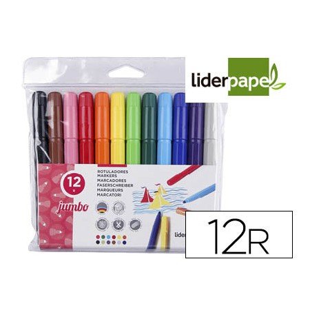 Marcador Feltro Jumbo Caixa 12 Cores