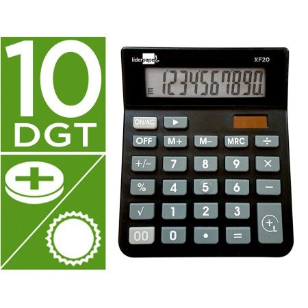 Calculadora de Secretaria Xf20 10 Digitos Solar E Pilhas Cor Preto 127X105X24 Mm