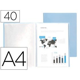 Capa Catalogo 40 Bolsas Polipropileno Din A4 Celeste Opaco