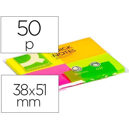Bloco de Notas Adesivas Q-Connect Fluorescente 40 x 50 Mm