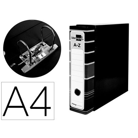 Pasta de Arquivo de Alavanca Filing System Cartao Forrado Din A4 com Caixa Preta