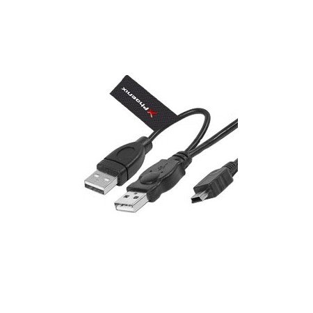 Cabo Phoenix 2 conectores usb 2.0 a - mini usb b 5 pinos (para dispositivo externo de corrente extra) 1,5 m preto