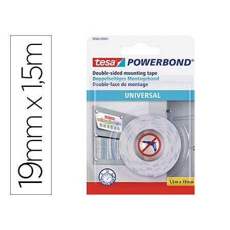 Fita Adesiva Tesa Dupla Face Powerbond Universal Uso Interior 1,5 M x 19 Mm