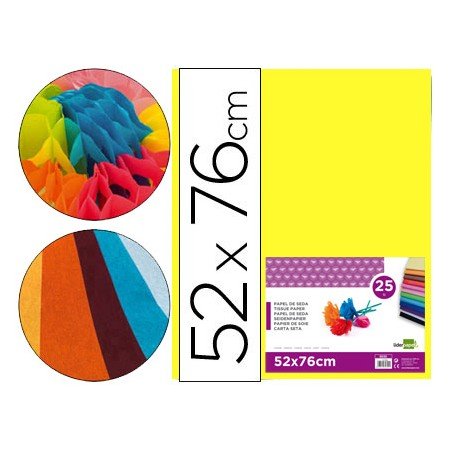 Papel Seda 52 x 76 Cm 18 Gr Amarelo Embalagem de 25 Folhas