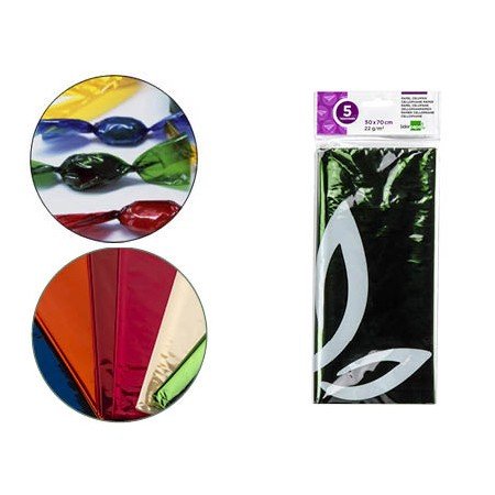 Papel Celofane 50X70 Cm 22Gr Bolsa de 5 Folhas Verde