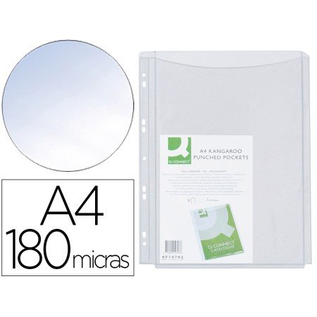 Bolsa Catalogo/Mica Q-Connect com Fole Din A4 Pvc 180 Microns Bolsa de 5 Unidades
