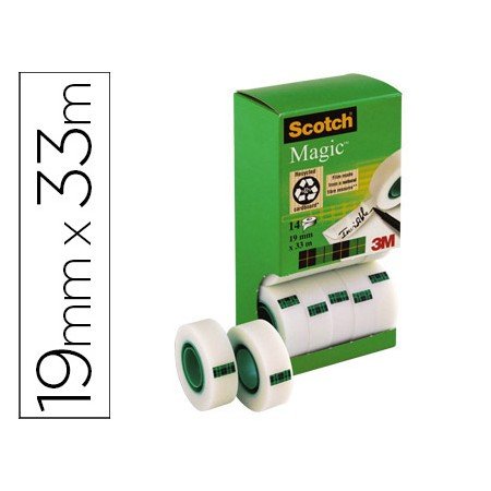 Fita Adesiva Scotch Magic 19Mm x 33 Mt Pack de 14 Rolos com Dispensador de Cartao