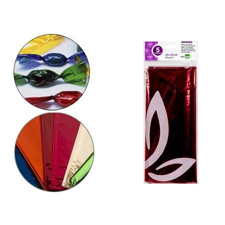 Papel Celofane 50X70 Cm 22Gr Bolsa de 5 Folhas Vermelho