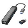 Adaptador Conceptronic usb para gigabit ethernet rj45 - com hub usb 3.0 - 3 portas - adaptador usb - c