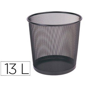 Cesto de Papeis Q-Connect de Rede Metalico Preto Capacidade 13 Litros 28X26,5 Cm