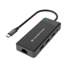 Adaptador Conceptronic usb tipo ac gigabit ethernet rj45 - com hub usb 3.2 de 3 portas - usb tipo c