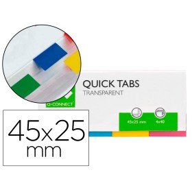 Bandas Separadoras Q-Connect Index Transparente E Cor, Pack de 4 com 40 Folhas 25X45 Mm