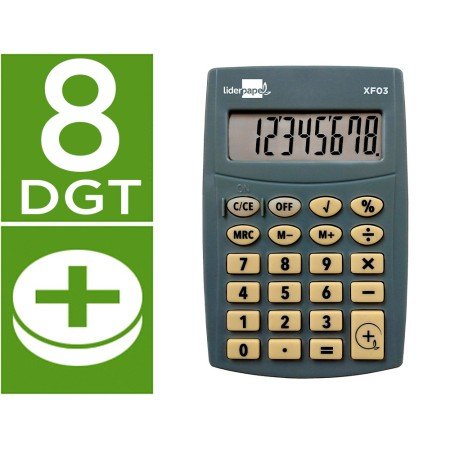 Calculadora de Bolso Xf03 8 Digitos Pilhas Cor Cinza 99X64X9 Mm