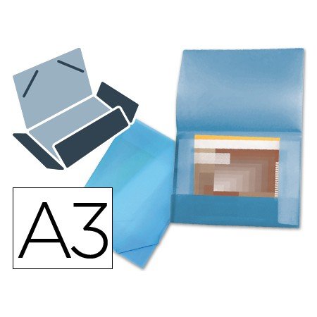 Pasta Portadocumentos Abas Polipropileno Din A3 Azul Serie Frosty Lombada Flexivel