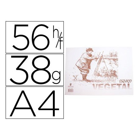 Bloco de Papel Vegetal Papelaria Fernandes Esquiço A4 38 Gr 56 Folhas