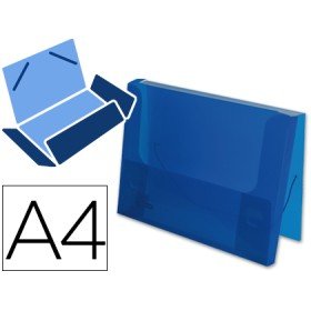 Pasta Portadocumentos com Elasticos Polipropileno Din A4 Azul Translucida Lombada 25 Mm