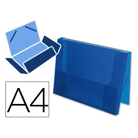 Pasta Portadocumentos com Elasticos Polipropileno Din A4 Azul Translucida Lombada 25 Mm