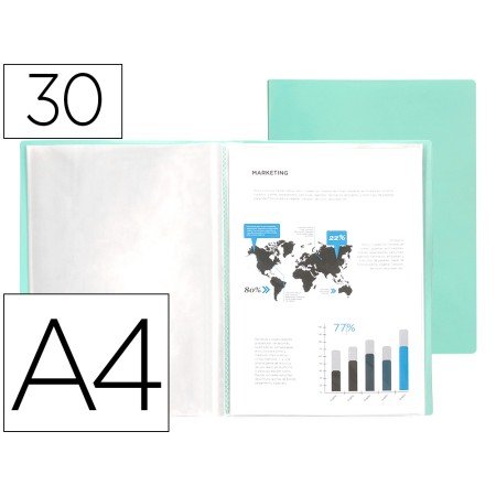 Capa Catalogo 30 Bolsas Polipropileno Din A4 Verde Maca Opaco