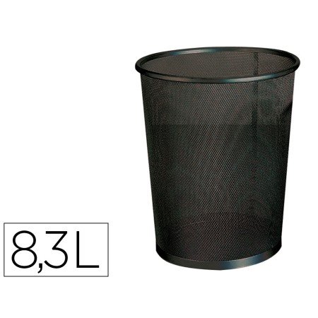 Cesto de Papeis Q-Connect de Rede Metalico Preto Capacidade 8,3 Litros 26X23,5 Cm