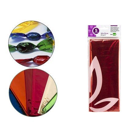 Papel Celofane 50X70 Cm 22Gr Bolsa de 5 Folhas Laranja