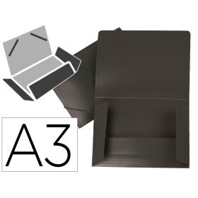 Pasta Portadocumentos Abas Polipropileno Din A3 Preto Opaco Lombada Flexivel