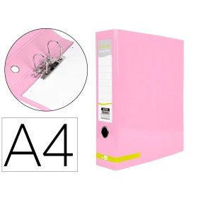 Pasta de Arquivo de Alavanca Color System Cartao Din A4 2 Aneis de 75 Mm Lombada de 80 Mm Sem Caixa Rosa