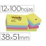 Bloco de Notas Adesivas Post-It Neon. 38 x 51 Mm