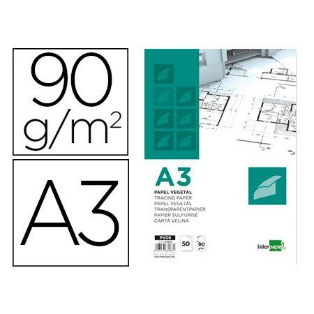 Bloco de Papel Vegetal Colado 297X420Mm 50 Folhas 90 Gr